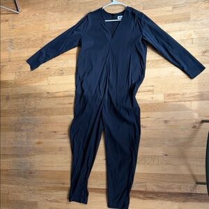 Minimal Black Long-Sleeve Roucha Jumpsuit